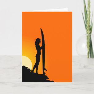 Surfer Girl Greeting Card Kort
