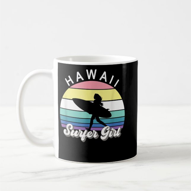 Surfer Girl Hawaii Vintage Hawaiian Surfing Surfa  Kaffemugg (Vänster)