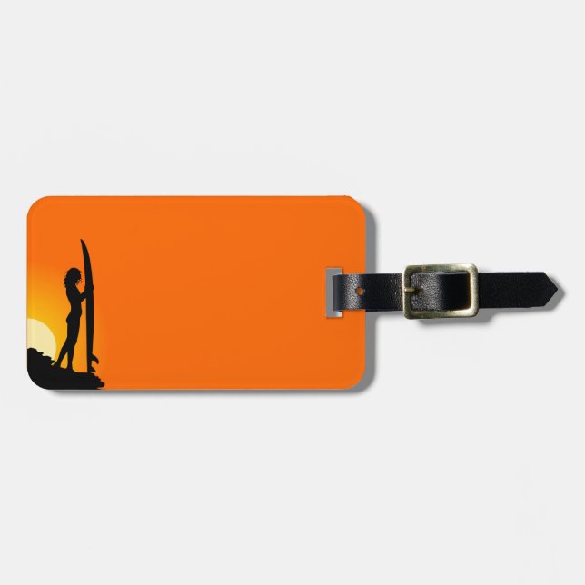 Surfer Girl Luggage Tag Bagagebricka (Horisontell Framsida)
