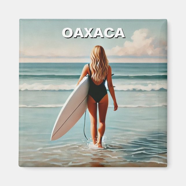 Surfer Girl Oaxaca Mexiko Magnet (Framsidan)