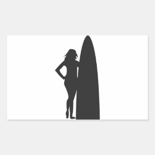 Surfer Girl Rektangulärt Klistermärke