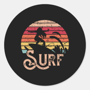 Surfer Girl Retro Vintage Surfboard Runt Klistermärke