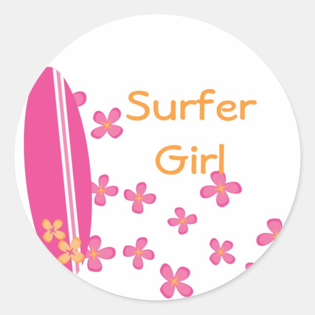 Surfer Girl Runt Klistermärke (Framsida)