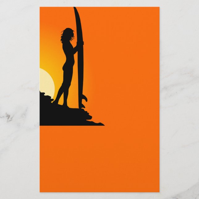 Surfer Girl Stationery Brevpapper (Framsida)