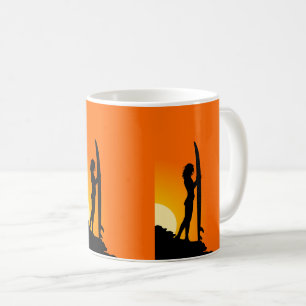 Surfer Girl Sunset Dreamscape Kaffemugg