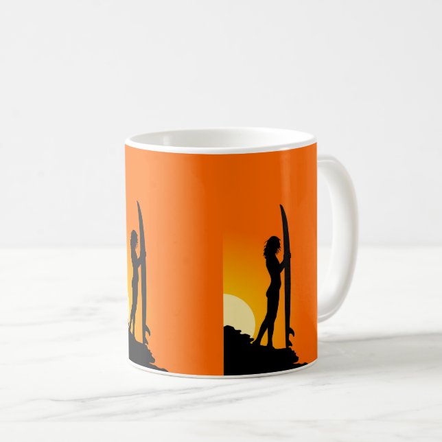 Surfer Girl Sunset Dreamscape Kaffemugg (Framsida höger)
