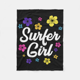 Surfer Girl Surf Retro Vintage Surf Gift Women Sur Fleecefilt