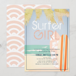 Surfer Girl Surfboard Beach Baby Shower Inbjudningar