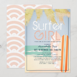 Surfer Girl Surfboard Beach Drive by Baby Shower Inbjudningar