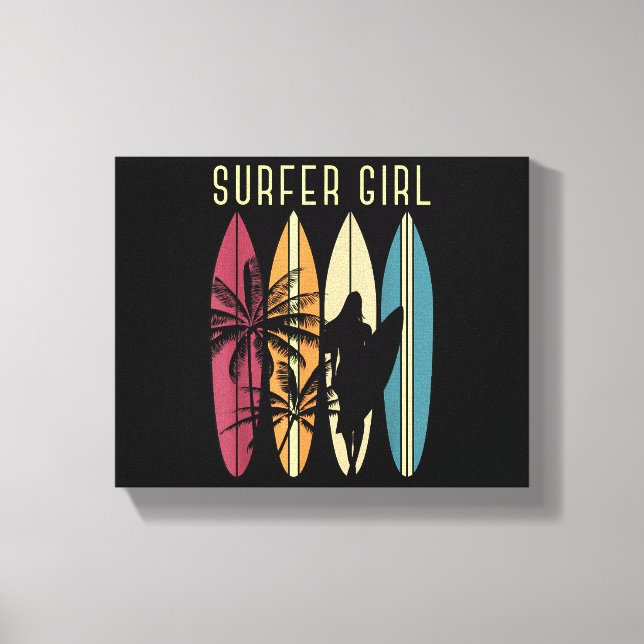 Surfer Girl Surfboard Surfboard Women Girls Surfa  Canvastryck (Framsida)