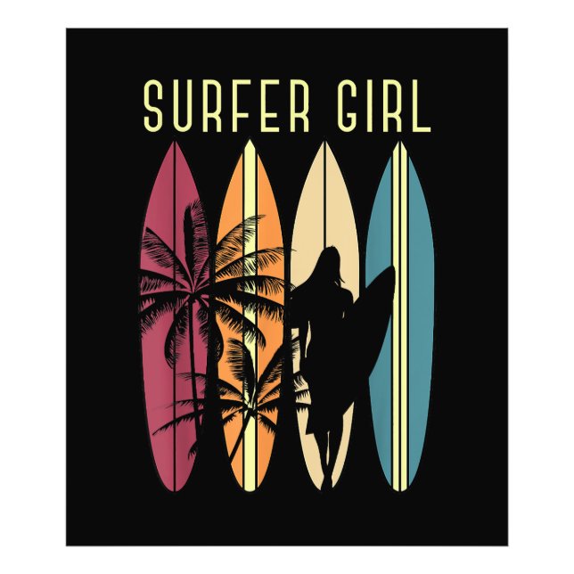 Surfer Girl Surfboard Surfboard Women Girls Surfa  Fototryck (Framsidan)