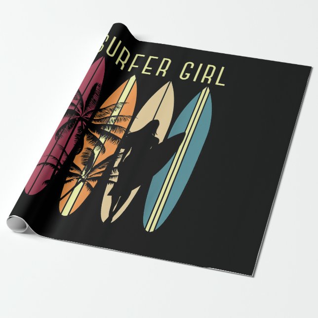 Surfer Girl Surfboard Surfboard Women Girls Surfa  Presentpapper (Utrullad)