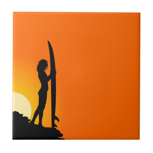 Surfer Girl Tile Kakelplatta (Framsidan)