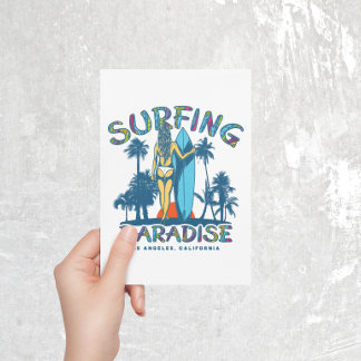 Surfer Girl Vintage California Postcard Vykort