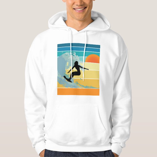Surfer Girl Vintage Sunset Hoodie (Framsida)