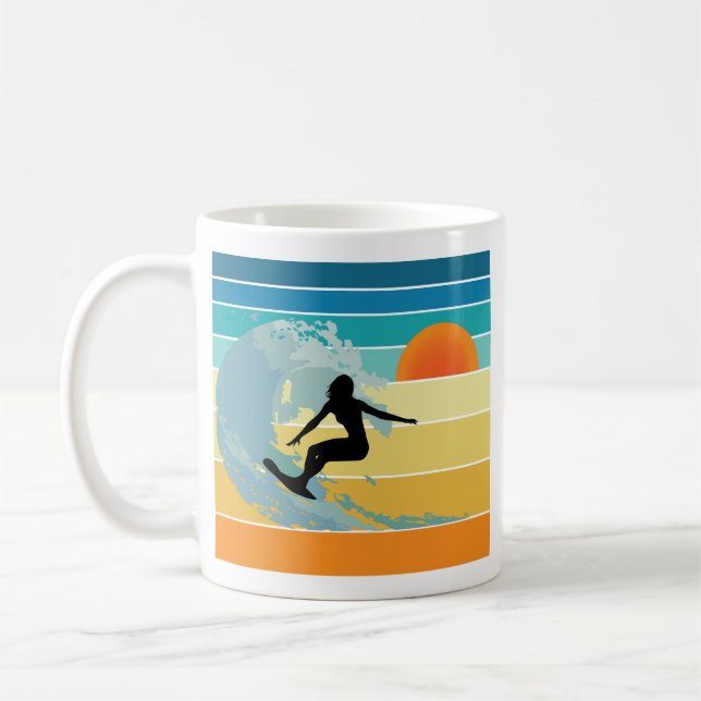 Surfer Girl Vintage Sunset Kaffemugg (Vänster)