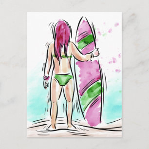Surfer Girl-vykort Vykort