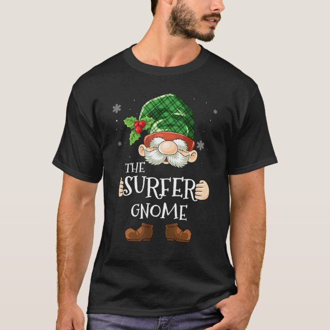 Surfer Gnome Matching Familjejul Party Pajam T Shirt (Framsida)
