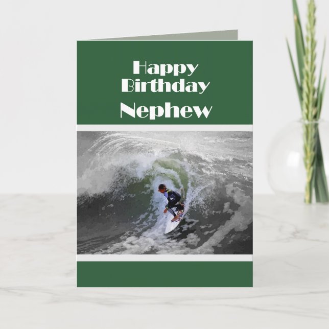 Surfer Grattis på födelsedagen Nephew-kort Kort (Framsida)