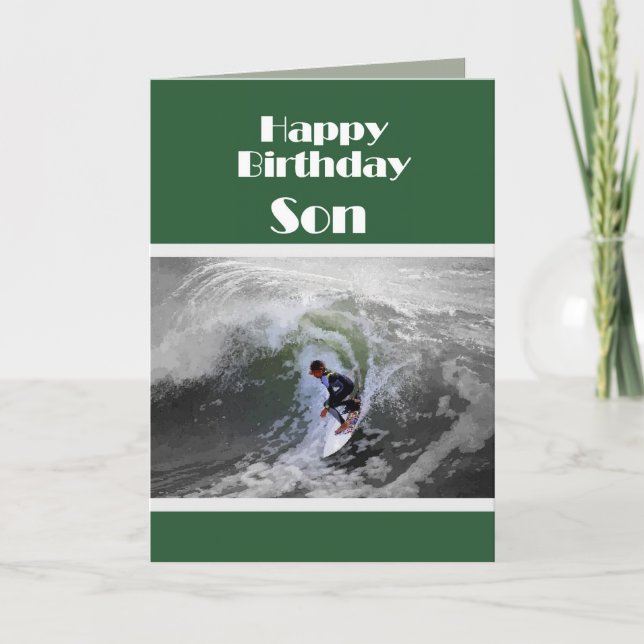 Surfer Grattis på födelsedagen Son Card Kort (Framsida)