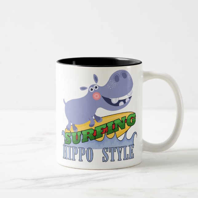 Surfer Hippopotamus Två-Tonad Mugg (Höger)