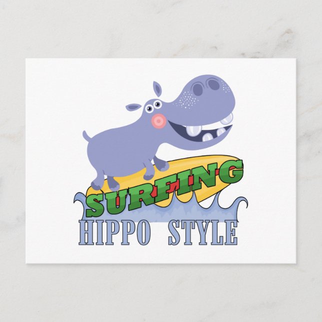 Surfer Hippopotamus Vykort (Framsida)