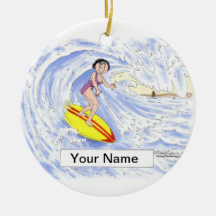 Surfer - Hondjur Julgransprydnad Keramik