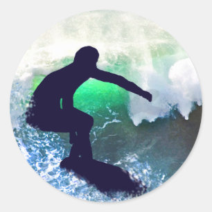 Surfer i Big Wave Runt Klistermärke