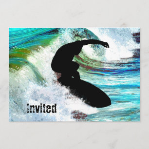Surfer i kurvvåg inbjudningar