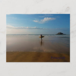 Surfer i Perranporth Beach Cornwall England Vykort