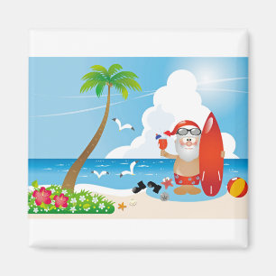 surfer jultomten magnet