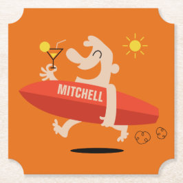 Surfer med Cocktail-anpassade namn pappert underlä Underlägg Papper