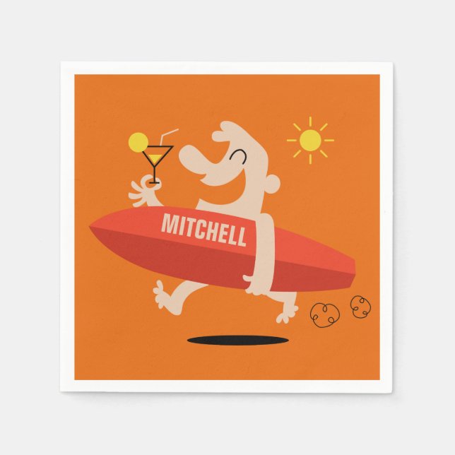 Surfer med pappra blöjor med Cocktail-anpassade na Pappersservett (Framsidan)
