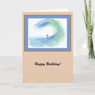 Surfer med Wave Watercolor 2-anpassade Kort