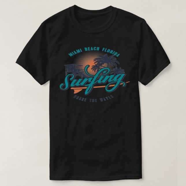 Surfer Miami Beach Florida Break, Vinkara T Shirt (Design framsida)