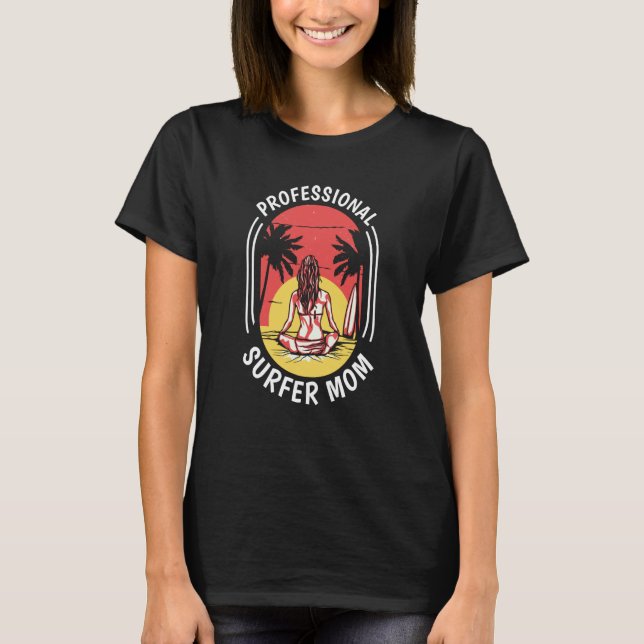 Surfer Mother  Surfrider Waves Surfboard Surfing M T Shirt (Framsida)
