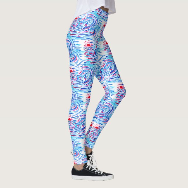 Surfer och Vågar Leggings (Höger)