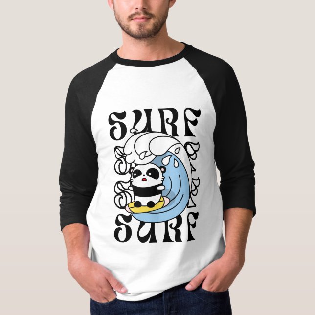 Surfer Panda T Shirt (Framsida)