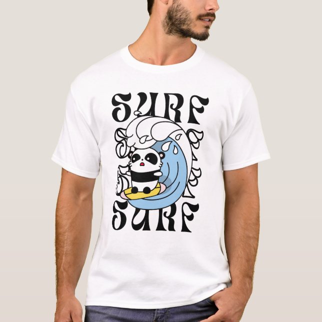 Surfer Panda T Shirt (Framsida)