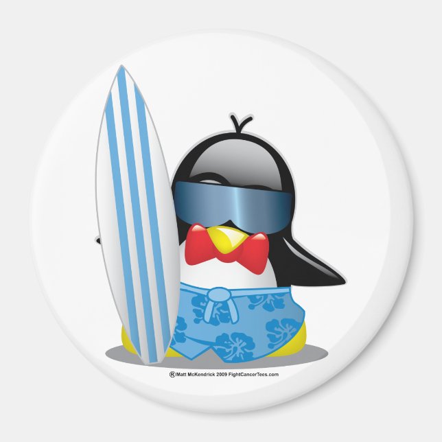 Surfer Penguin Magnet (Framsidan)