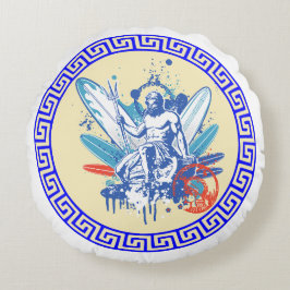 Surfer Poseidon Rund Kudde