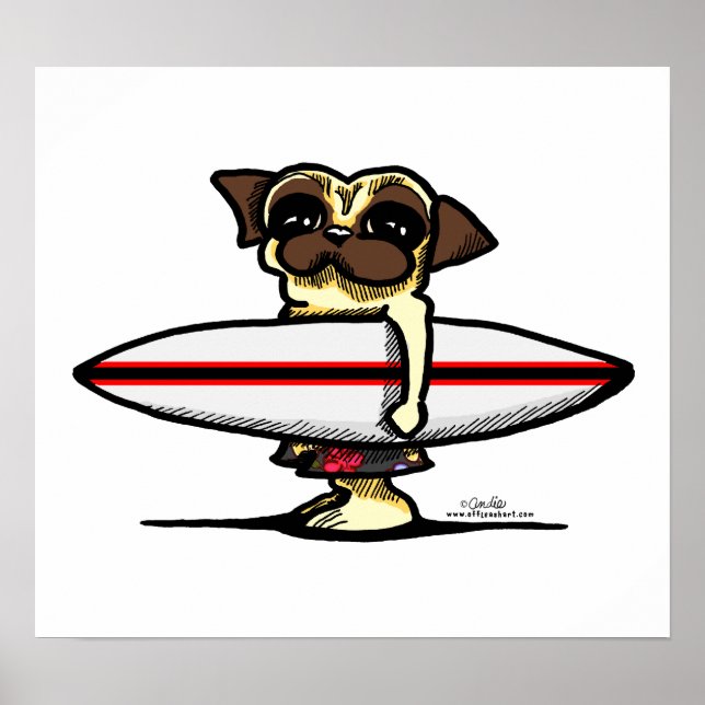 Surfer Pug Poster (Framsidan)