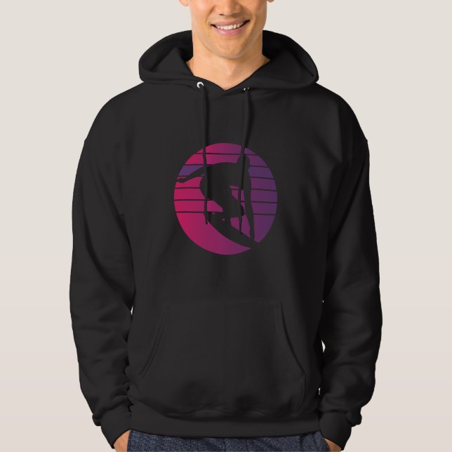 Surfer Retro Surfing Sunset Hoodie (Framsida)