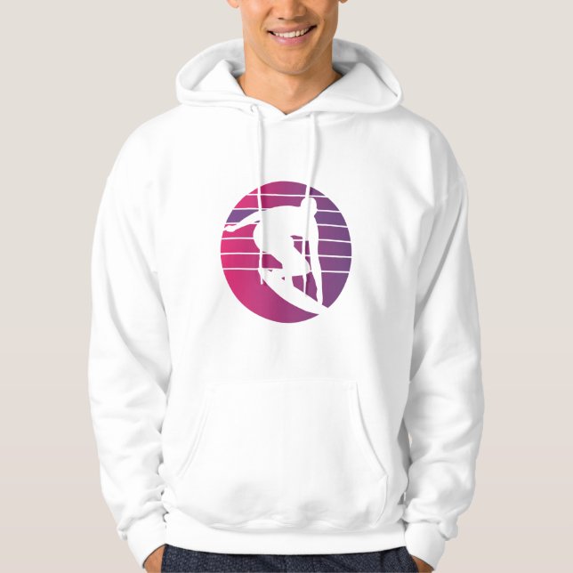 Surfer Retro Surfing Sunset Hoodie (Framsida)