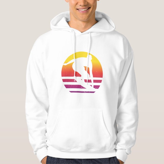Surfer Retro Surfing Sunset Hoodie (Framsida)