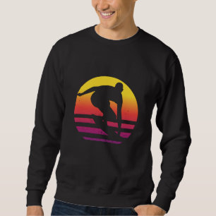 Surfer Retro Surfing Sunset Lång Ärmad Tröja