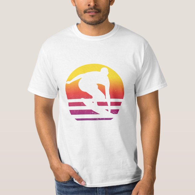 Surfer Retro Surfing Sunset T Shirt (Framsida)