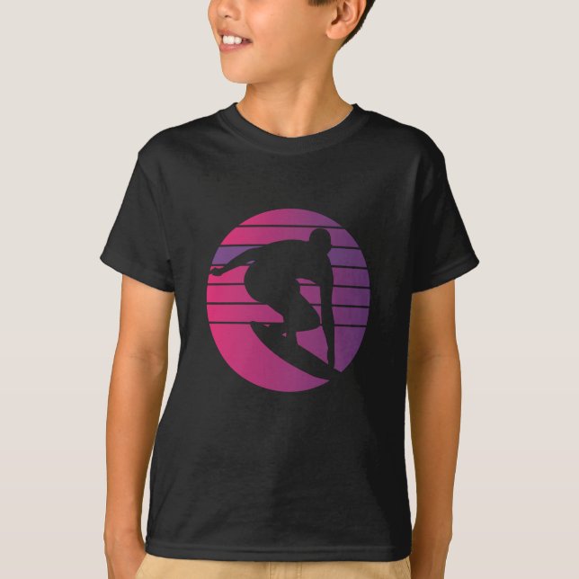Surfer Retro Surfing Sunset T Shirt (Framsida)