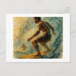 Surfer Riding A Large Wave,  Vykort