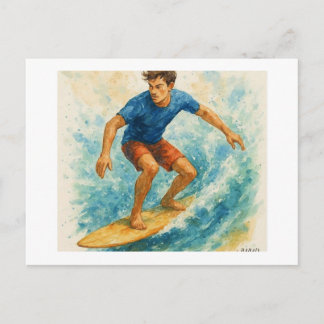 Surfer Riding a Wave,  Vykort